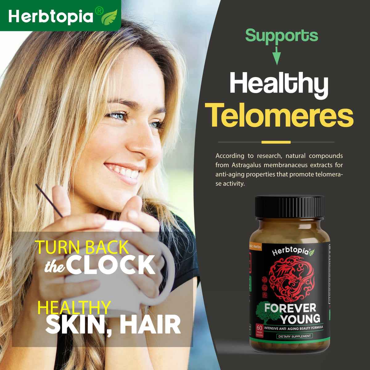 Herbtopia Forever Young Anti Aging Adaptogen Supplement - 60 Vegan Capsules - image 5