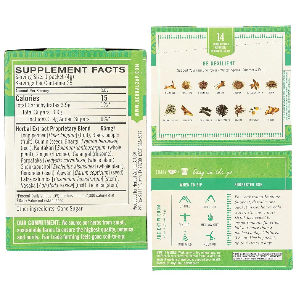 Herbal Zap Immune Support Supplement Powder - 25 Packets - image 2