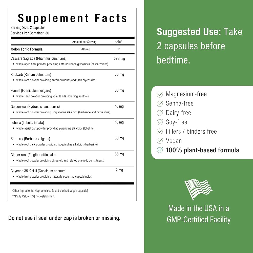 Sana Herbal Sciences Colon Tonic Natural Stool Softener - 60 Capsules - image 3