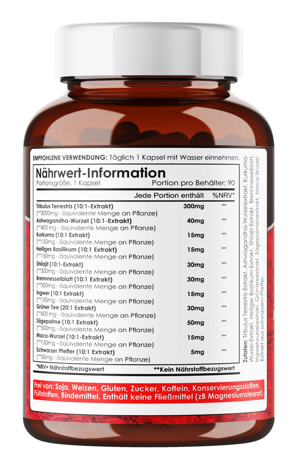 AMALTH Tribulus Terrestris 20:1 Extract Herbal Blend - 90 Capsules - image 3