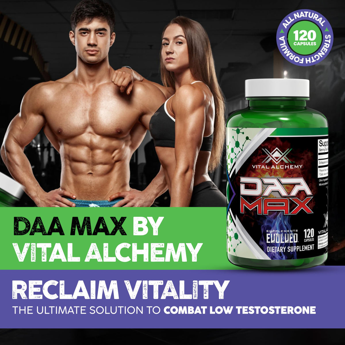 Vital Alchemy DAA MAX Testosterone Booster for Men - 120 Capsules - image 2