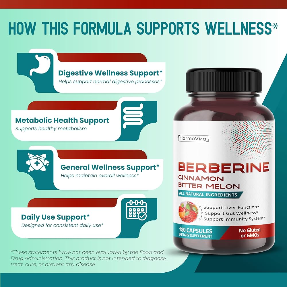 HarmoVira Berberine 13-in-1 Gut, Liver & Immune Support - 180 Capsules - image 4