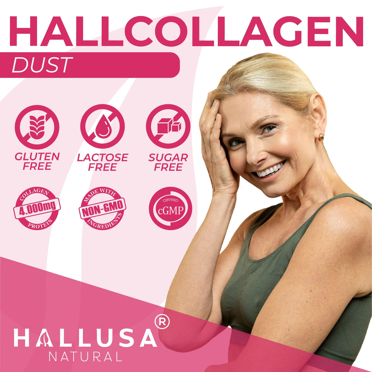 Hallusa Natural Hydrolyzed Collagen Peptides Type I & III Berry Blast - image 4