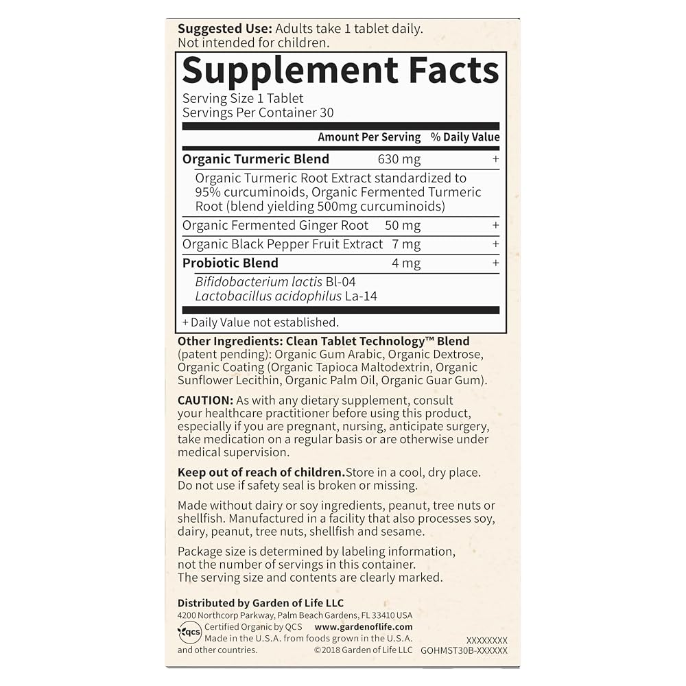 Garden of Life Organics Maximum Strength Turmeric Joints & Mobility - 30 Tablets - image 8