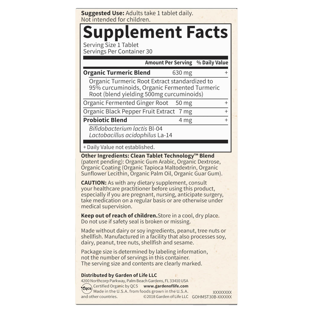 Garden of Life Organics Maximum Strength Turmeric Joints & Mobility - 30 Tablets - image 8