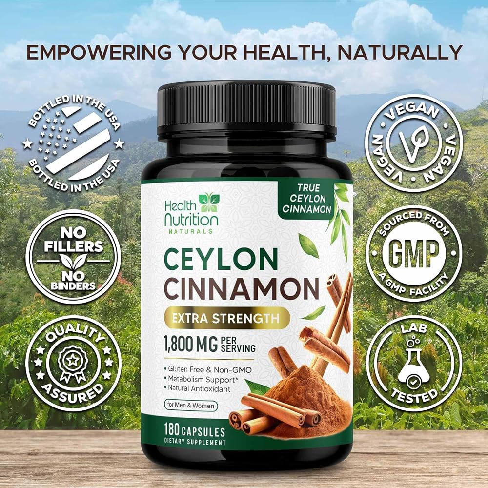 Health Nutrition Naturals Ceylon Cinnamon Capsules - 100% Extra - image 5