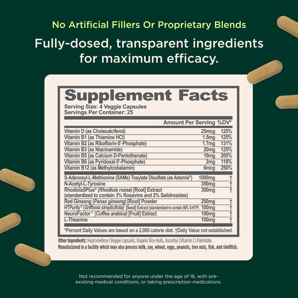 The Genius Brand Genius Joy Nootropic Mood Supplement - 100 Vegetarian Capsules - image 2