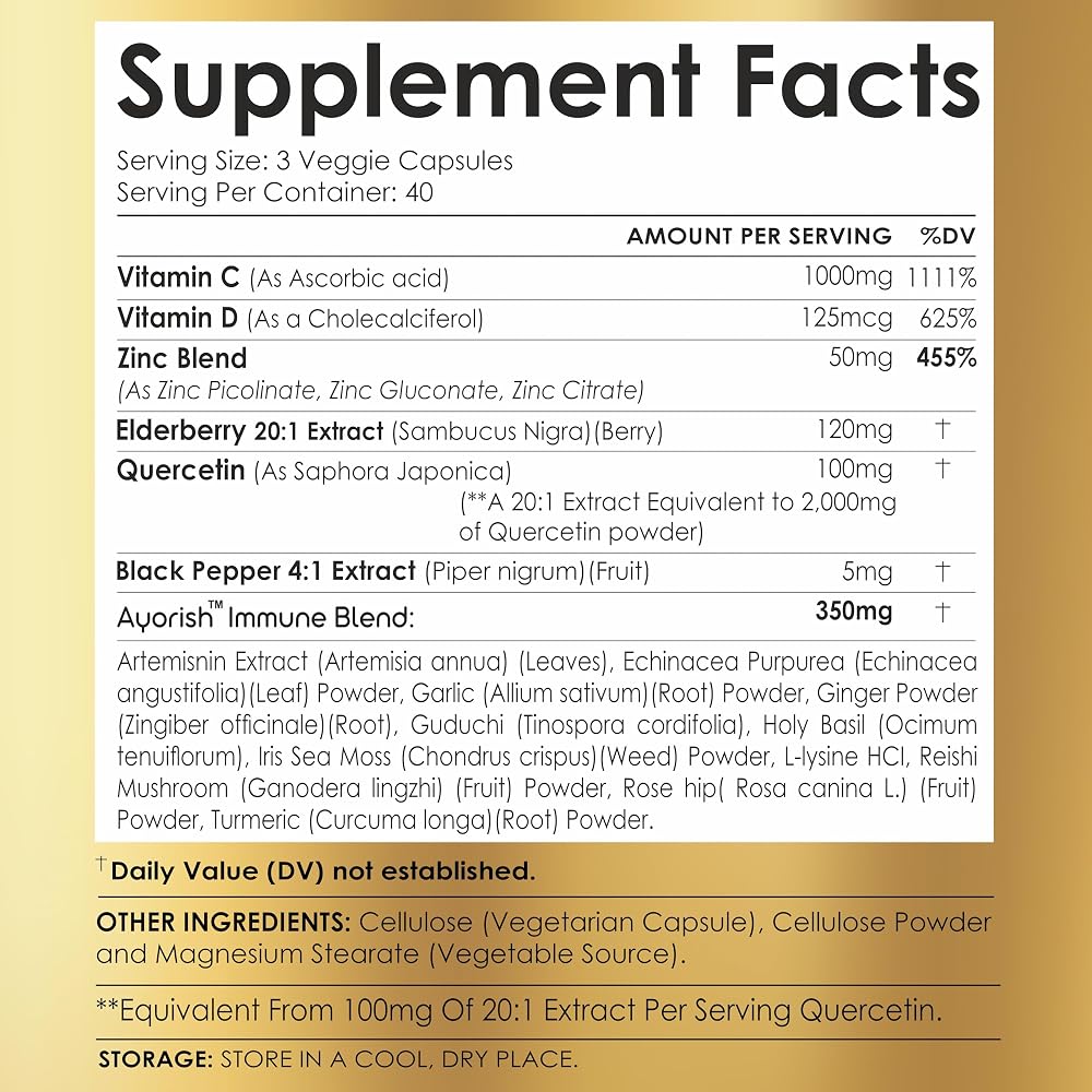 Ayorish Quercetin Plus 17 Supplement - 120 Vegetarian Capsules - image 3