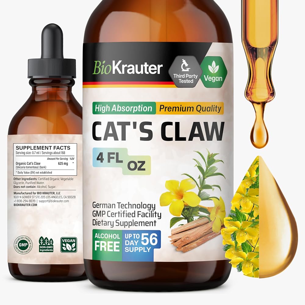 BIO KRAUTER Cat's Claw Tincture for Mobility & Antioxidant Support - 4 Fl Oz