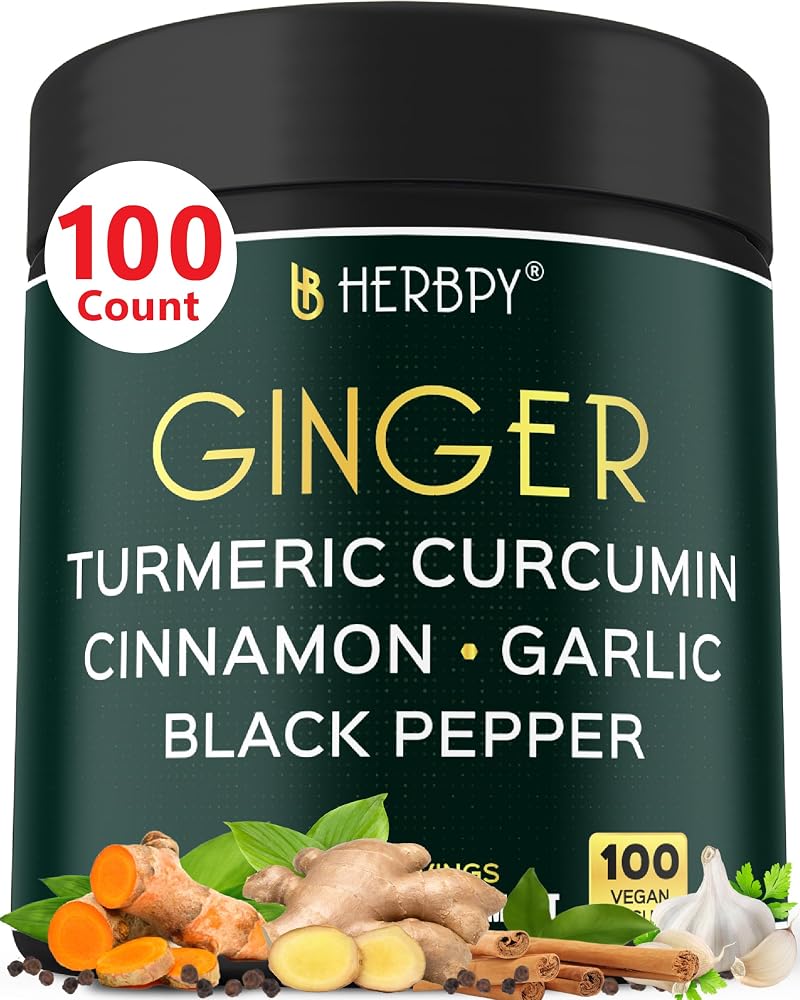 Herbpy 5in1 Ginger and Turmeric Supplements - 100 Capsules