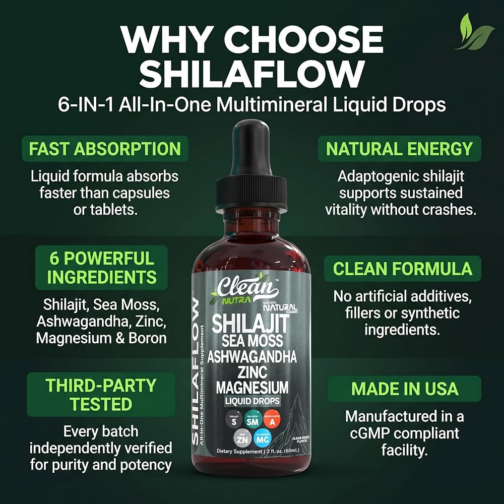 Clean Nutraceuticals Shilajit Drops Liquid with Sea Moss Ashwagandha - 2 Fl Oz - image 8