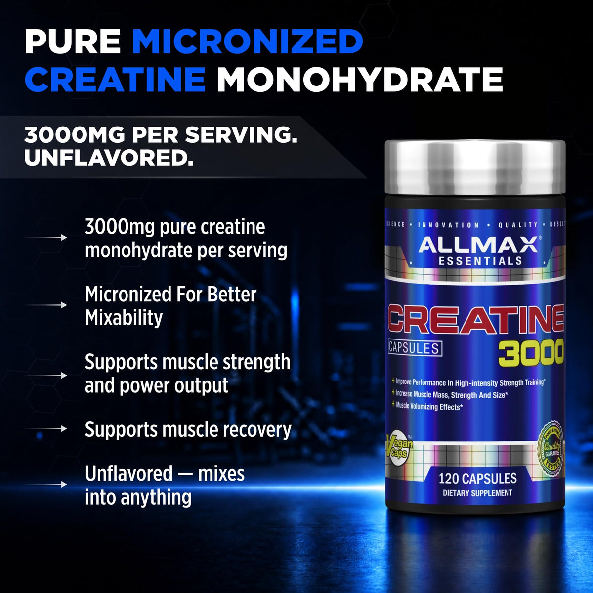 ALLMAX Creatine Monohydrate 3000 mg - 120 Capsules - image 2