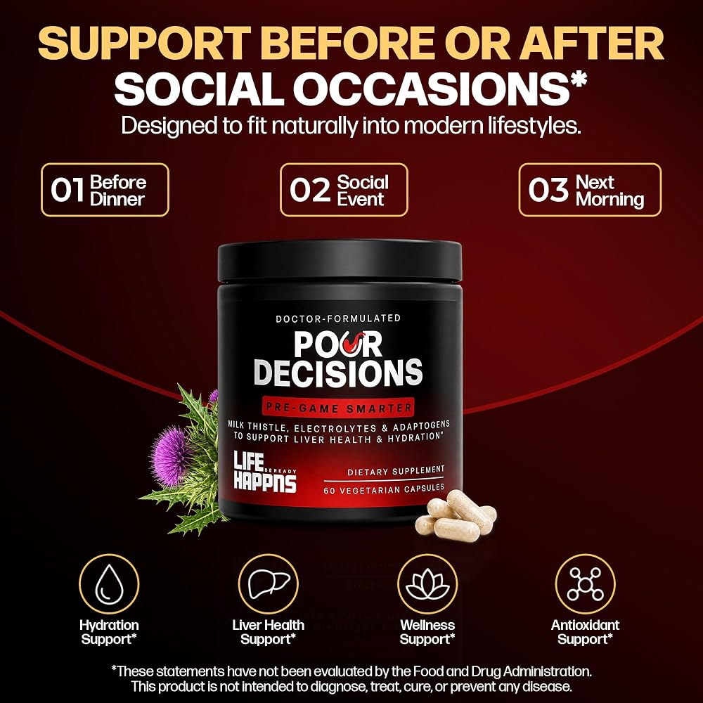 LIFE HAPPNS BE READY Pour Decisions Alcohol Support - 60 Capsules - image 4