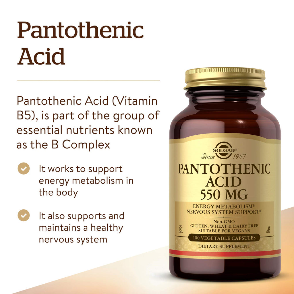 Solgar Pantothenic Acid 550 mg - 100 Vegetable Capsules - image 3