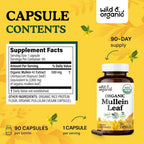 Wild & Organic USDA Organic Mullein Capsules Lung Support - 90 Count - image 3