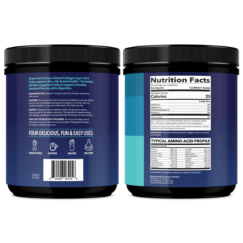Havasu Nutrition Collagen Peptides Powder with Probiotics - 7.4 oz - image 10
