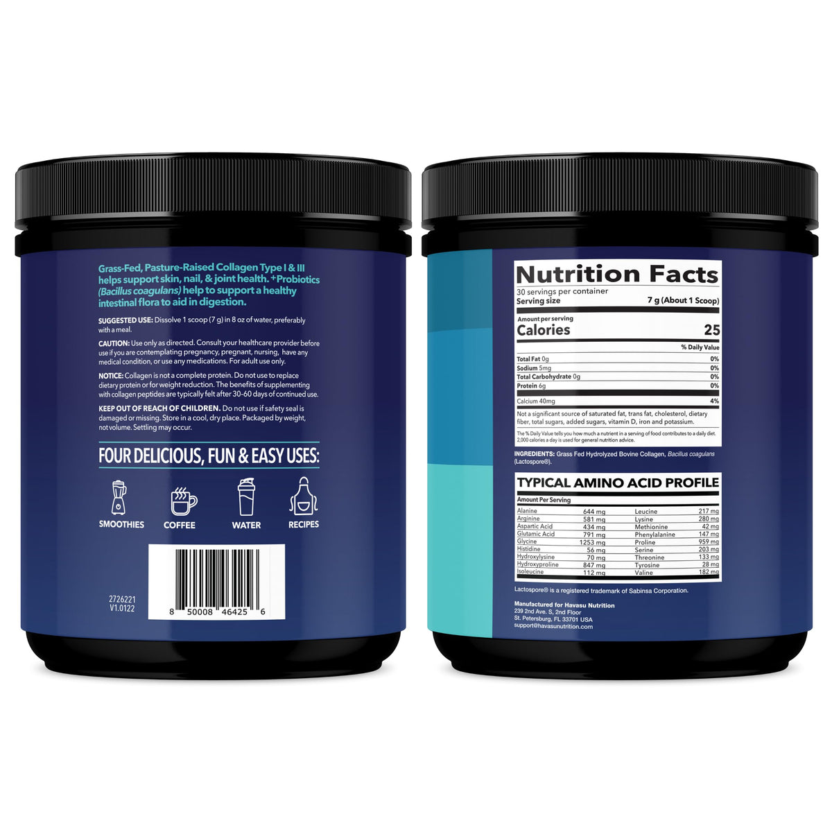 Havasu Nutrition Collagen Peptides Powder with Probiotics - 7.4 oz - image 10