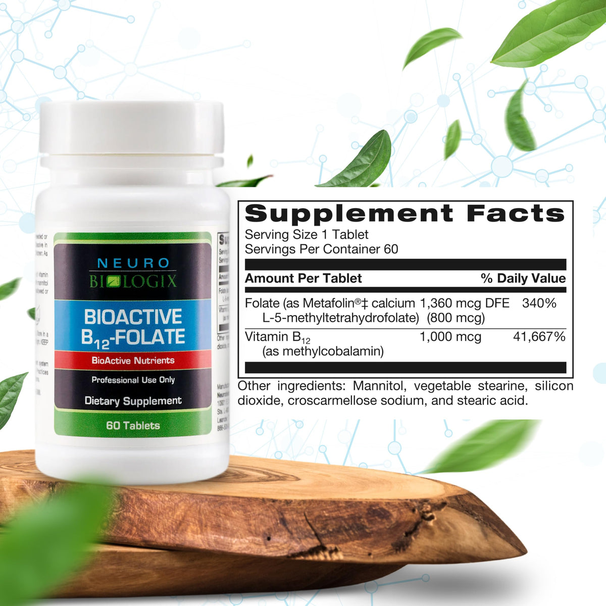 Neurobiologix BioActive B12 Folate Vitamin B12 Supplement - 60 Tablets - image 4