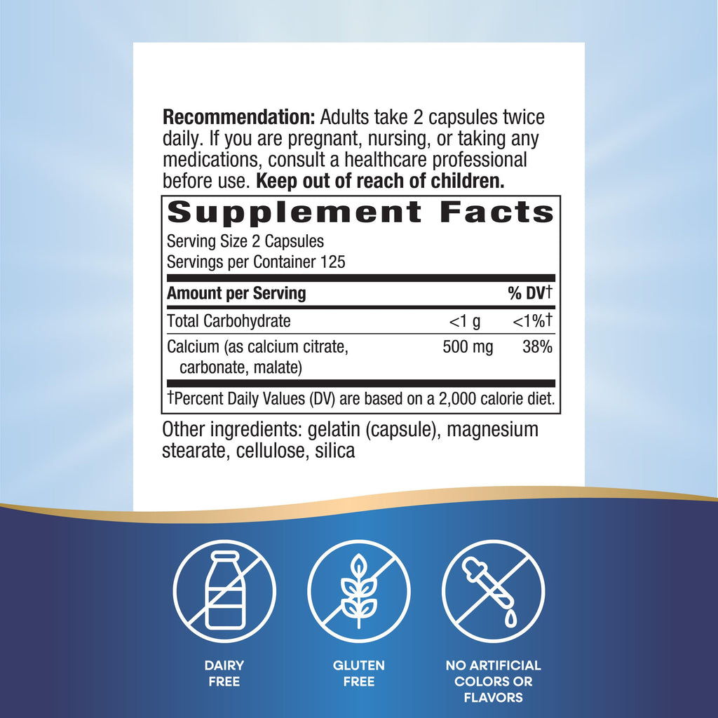 Nature's Way Calcium Citrate, Carbonate & Malate - 250 Capsules - image 2