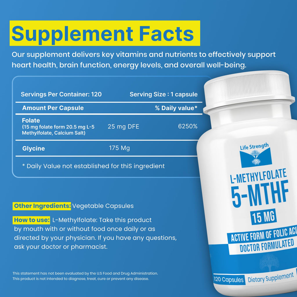 LifeStrength L-Methylfolate 15 mg Supplement - 120 Capsules - image 2
