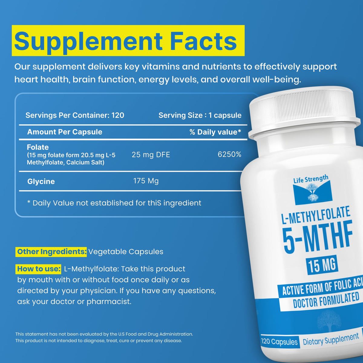 LifeStrength L-Methylfolate 15 mg Supplement - 120 Capsules - image 2