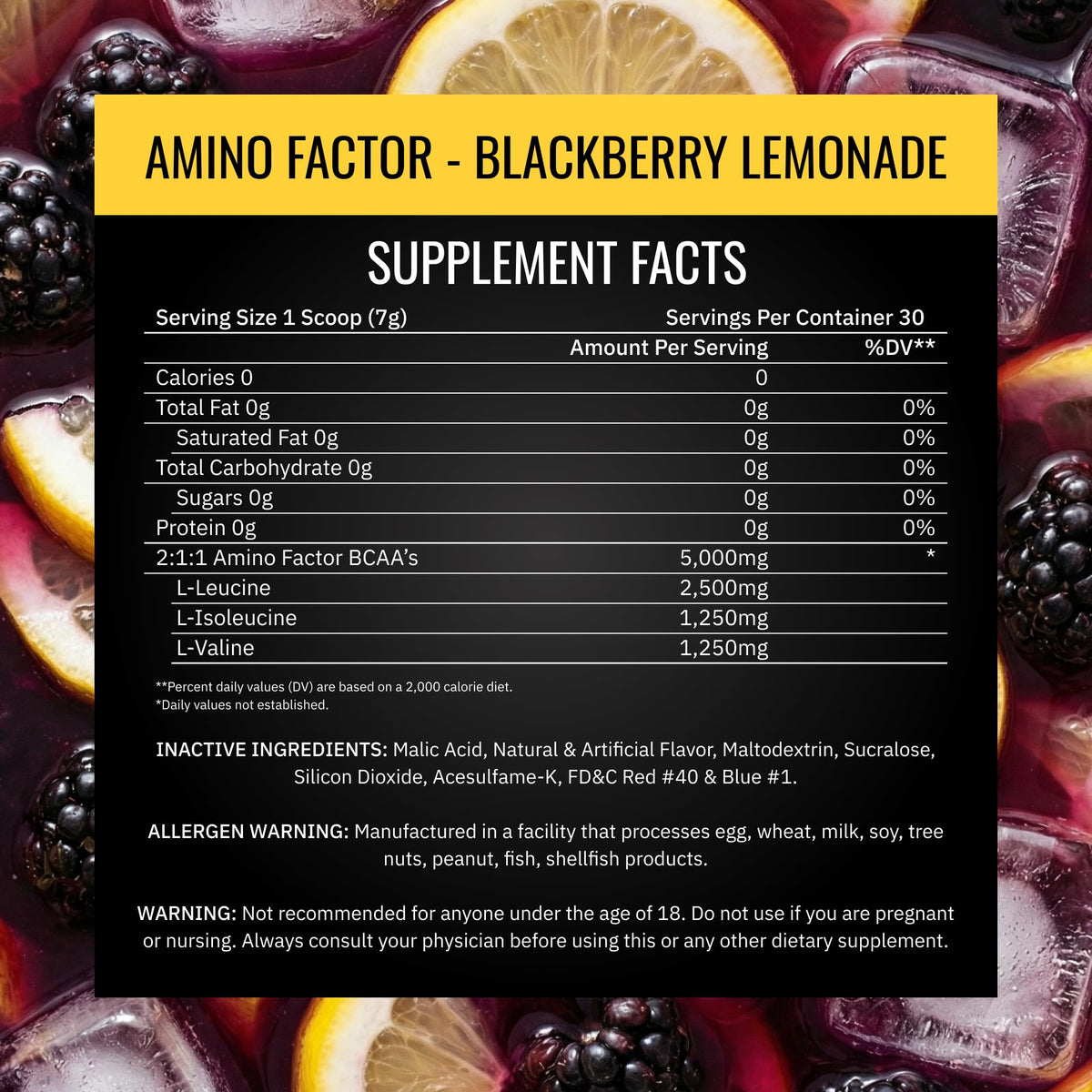 Nutrithority BCAA Powder Amino Factor BlackBerry Lemonade - image 8