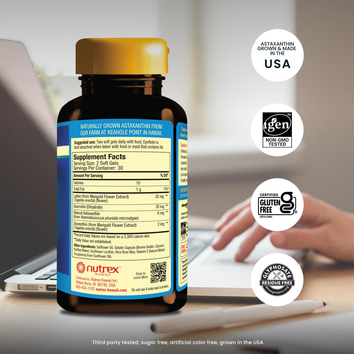 Nutrex Hawaii EyeAstin Astaxanthin Lutein Zeaxanthin - 60 Softgels - image 2