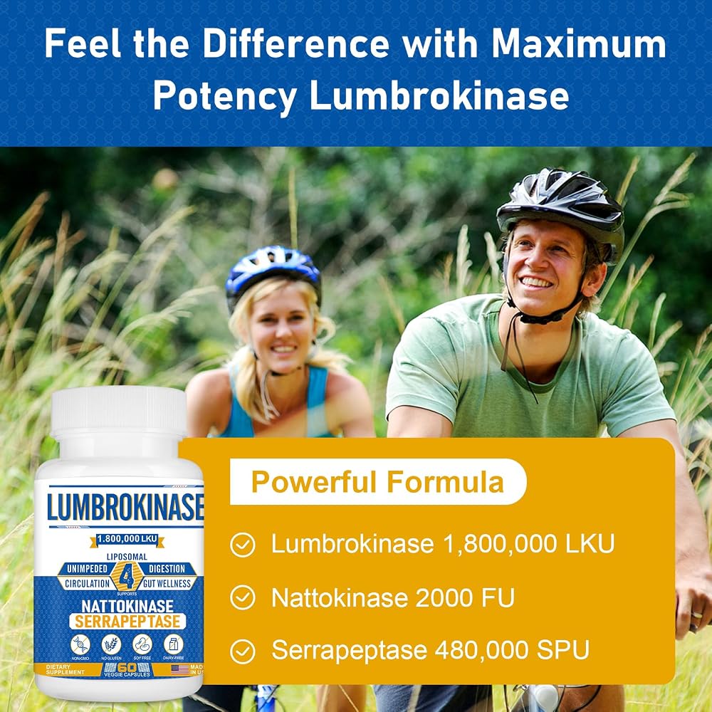 Spliferkou Liposomal Lumbrokinase Nattokinase Serrapeptase Complex - 60 Capsules - image 7