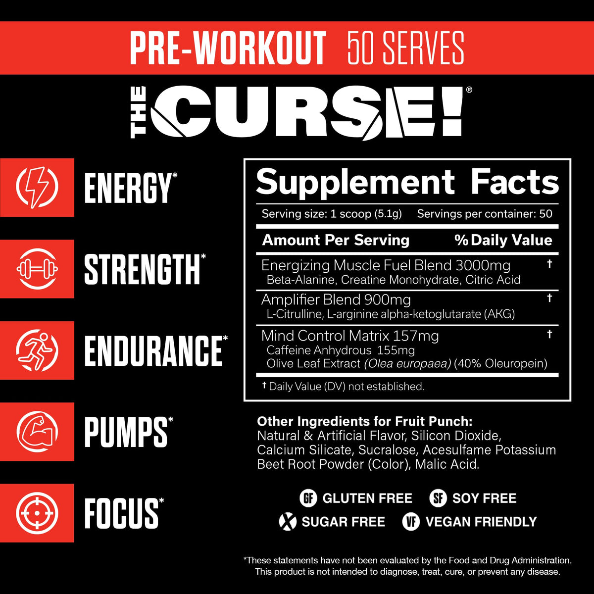 JNX SPORTS The Curse! Pre Workout Powder for Men & Women