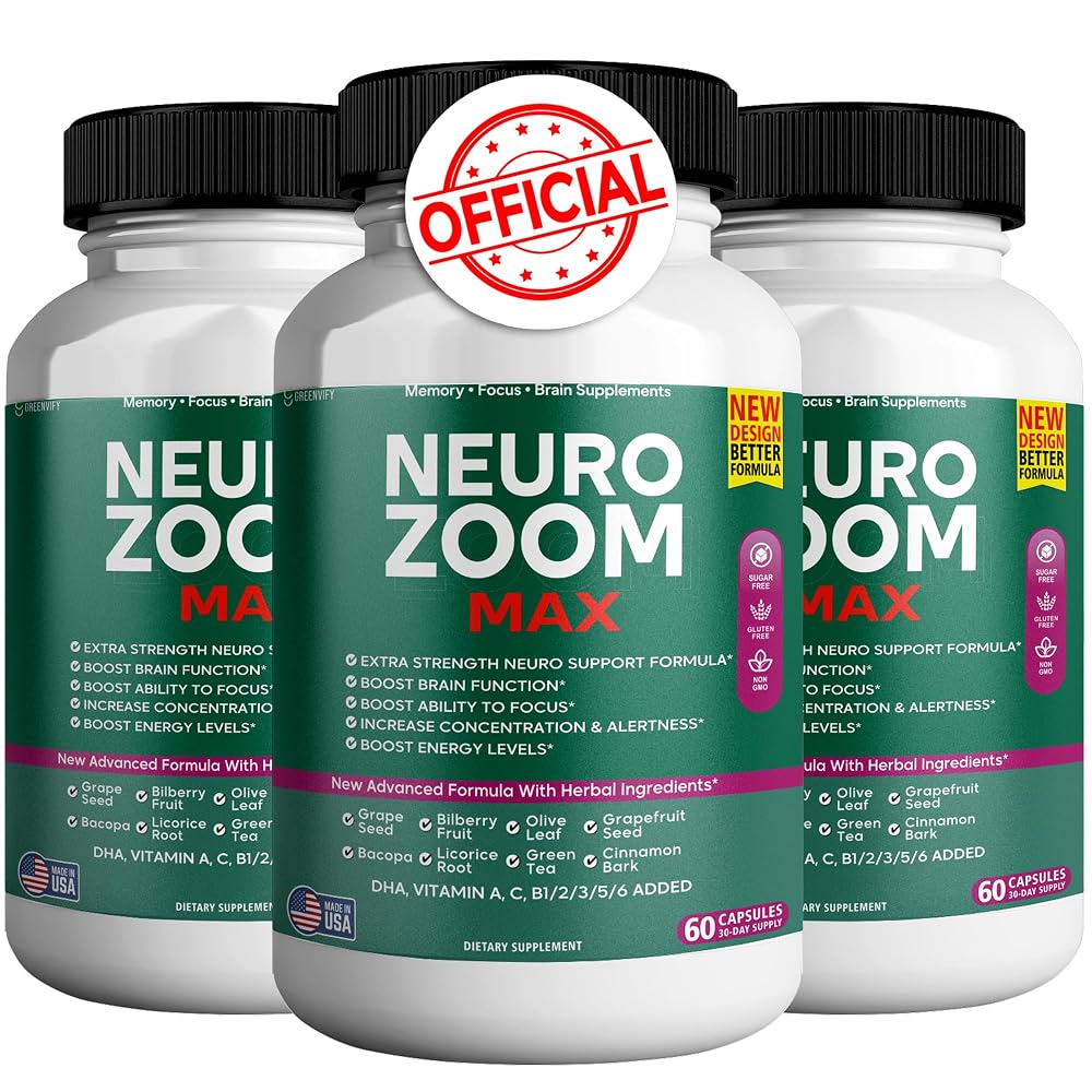 GREENVIFY Neuro Zoom Max Extra Strength Brain Support with Herbal