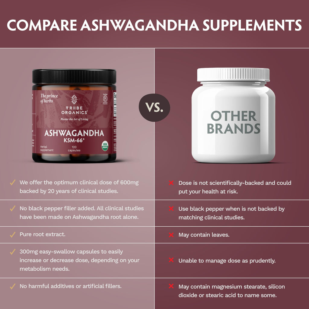 TRIBE ORGANICS Ashwagandha KSM-66 Organic Stress Support - 120 Capsules - image 7