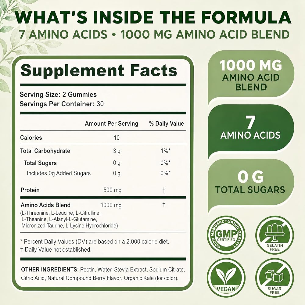 Well&Whole BCAA Gummies 9-in-1 EAA Energy & Muscle Recovery - 60 Count - image 2
