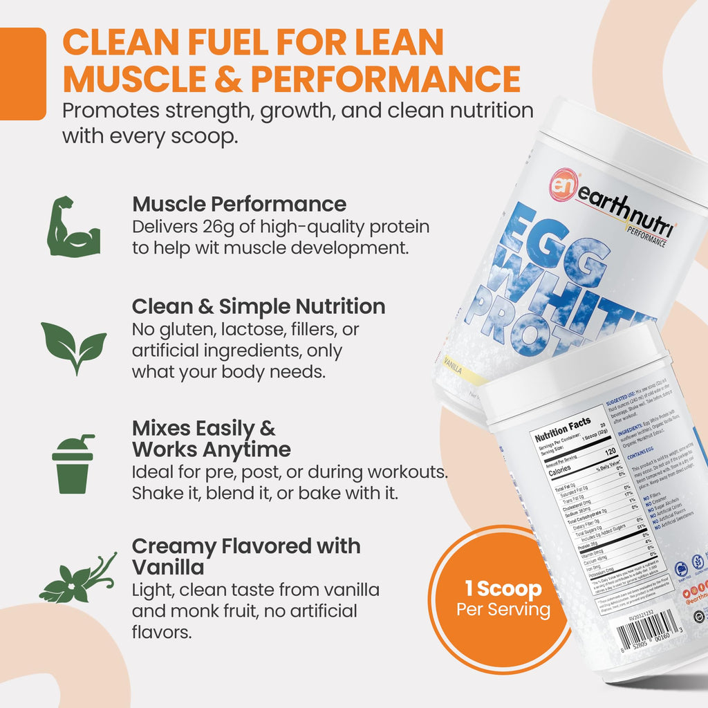 EarthNutri Egg White Protein Powder Vanilla - 20 Servings - image 2