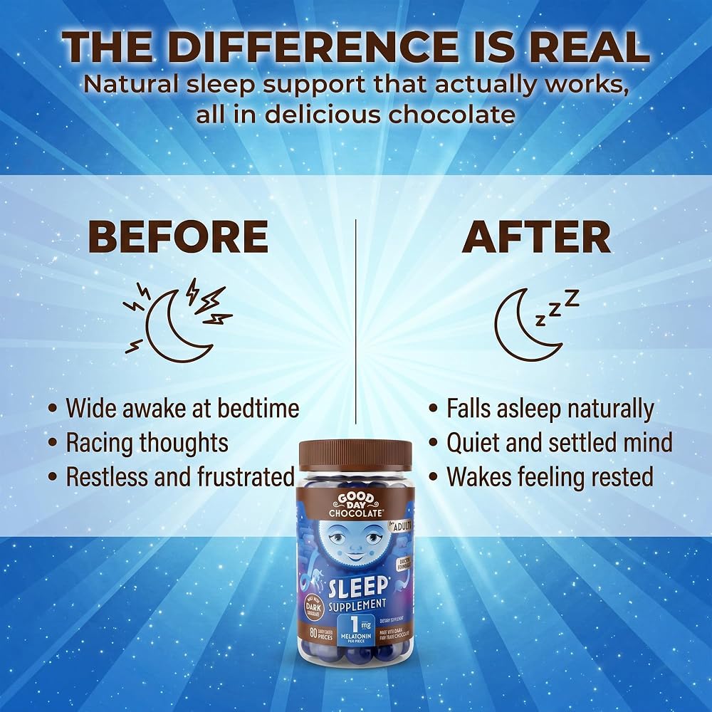Good Day Chocolate Dark Chocolate Sleep Aid with Melatonin - 160 Count - image 6