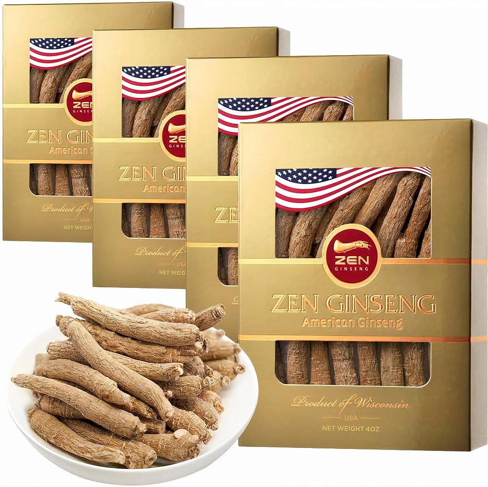 Zen Ginseng American Wisconsin Ginseng Small Long Root - 4 Oz, 4-Pack