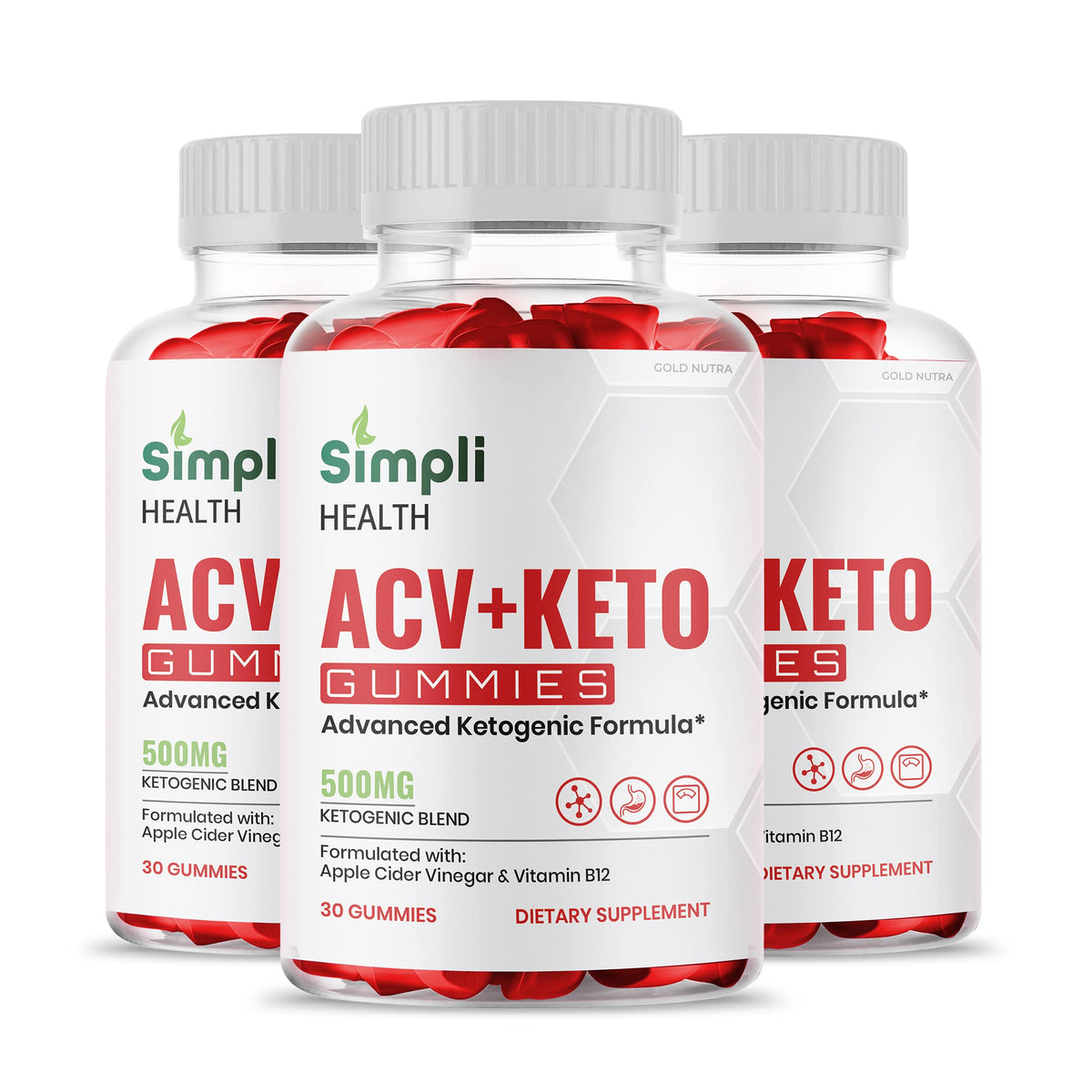 Gold Nutra Simpli Health ACV Keto Gummies Maximum Strength - 3 Pack