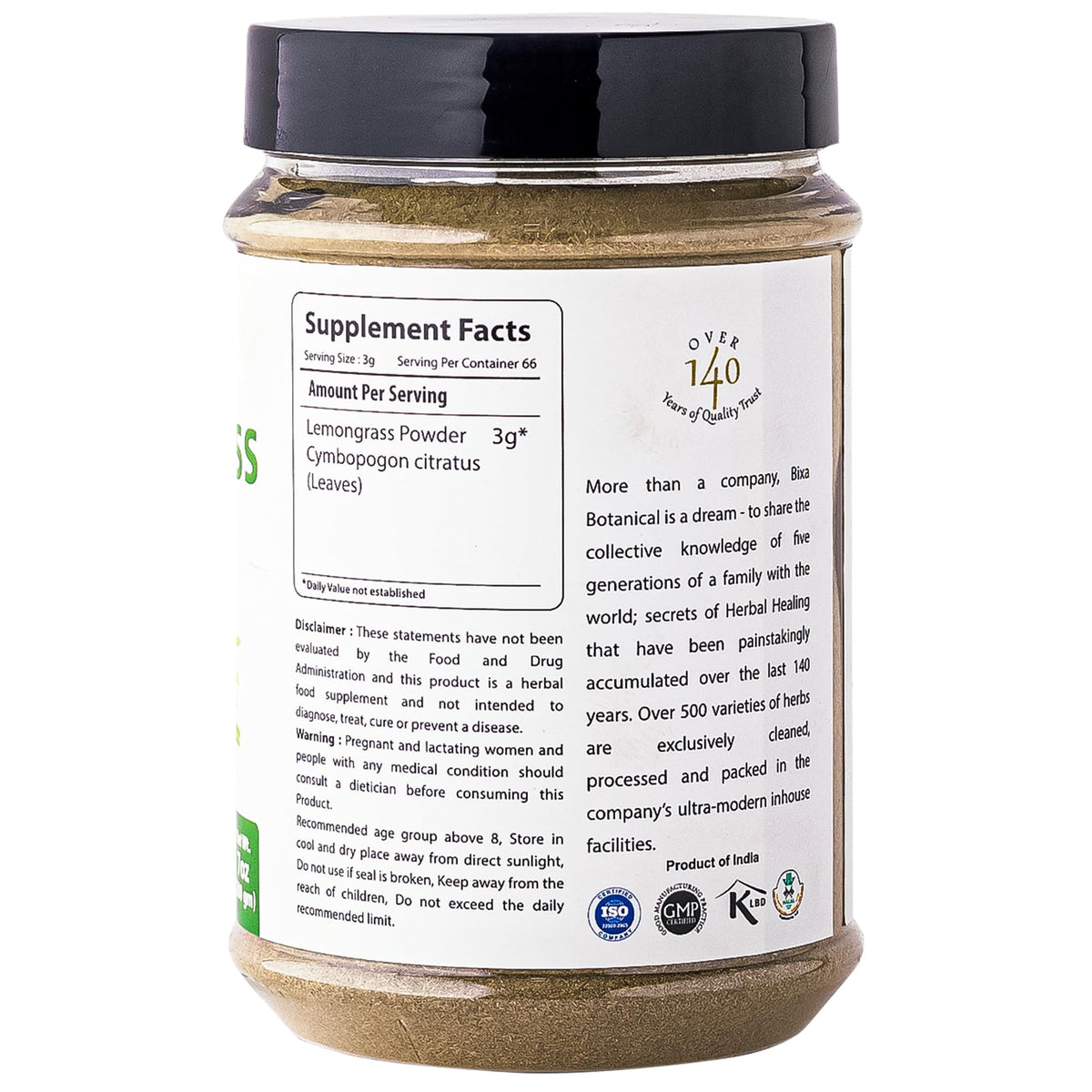 bixa BOTANICAL Lemongrass Powder (Cymbopogon citratus) 200gm (7 Oz) - image 2