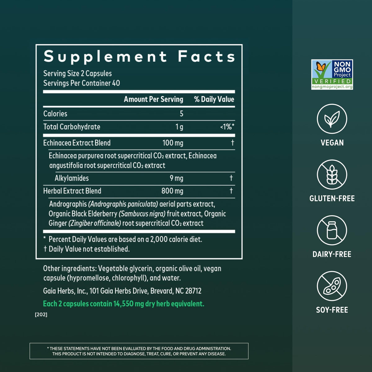 Gaia Herbs Quick Defense Immune Support - 80 Vegan Capsules - image 2