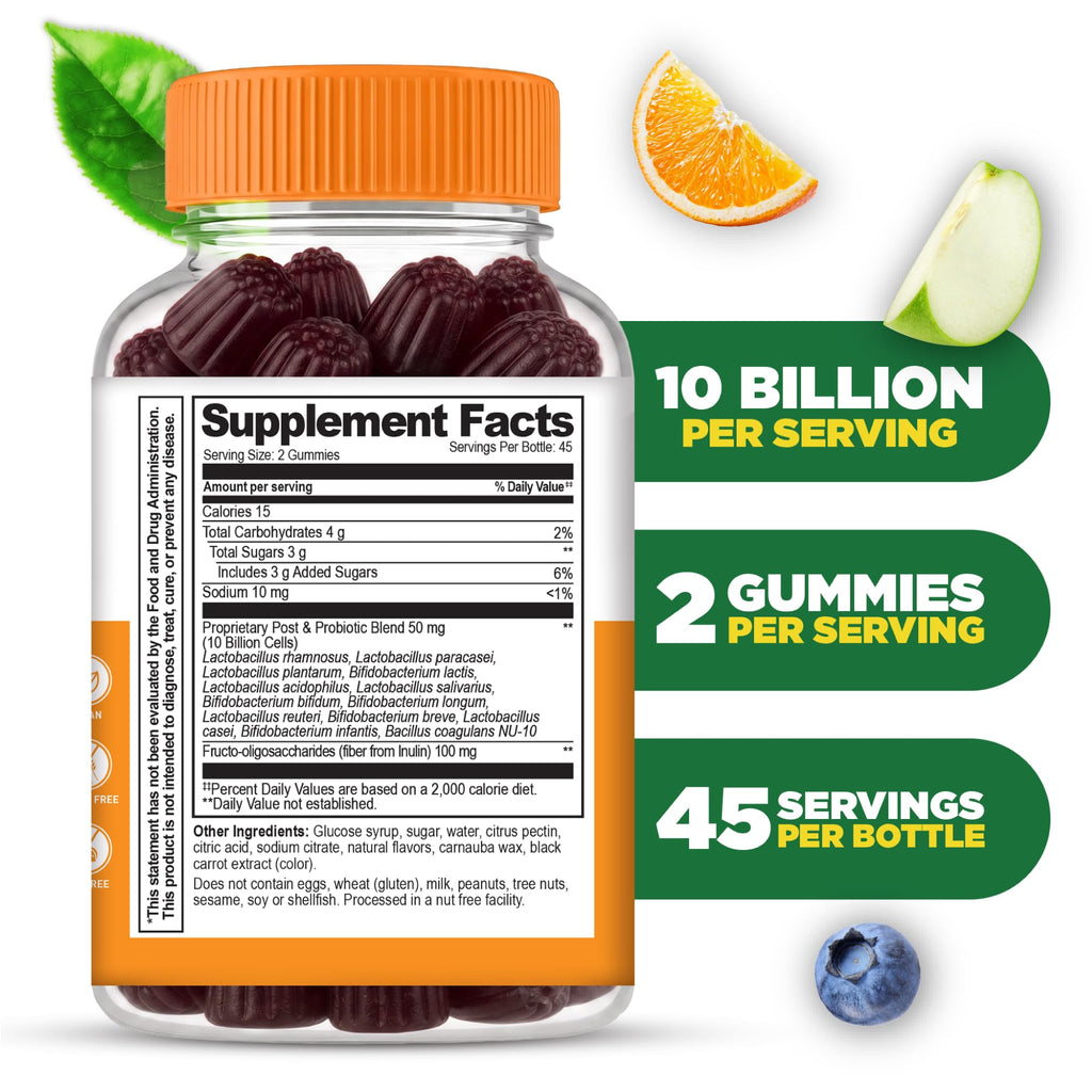 Lifeable Pre Post Probiotic Gummies for Men 10 Billion - 90 Count - image 2