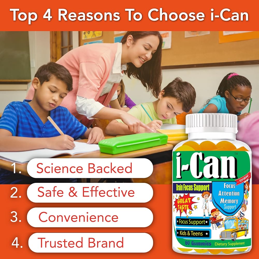 Celebrity LifeStyle I-Can Kids Focus Gummies with Omega 3 DHA - 60 Count - image 5