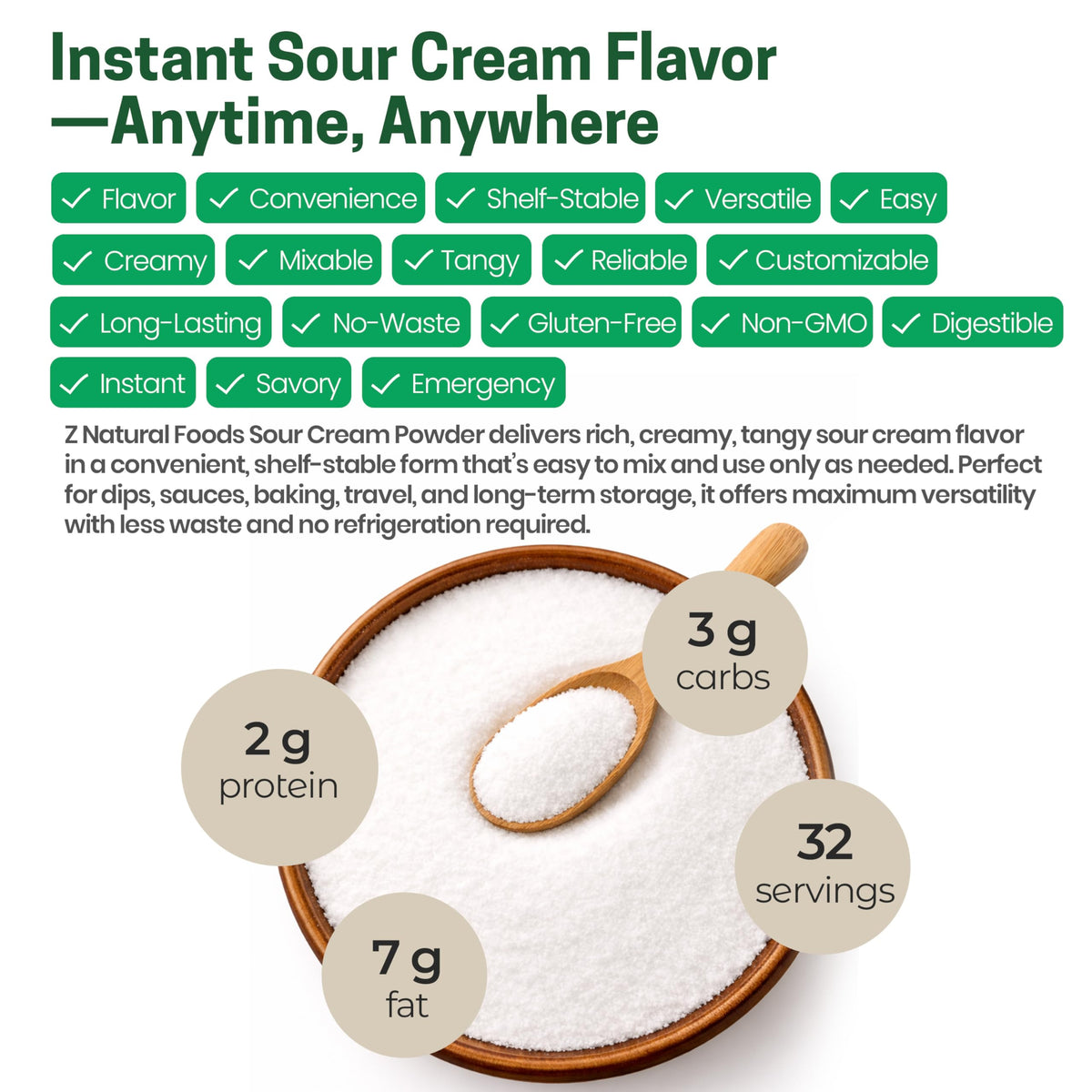Z Natural Foods Sour Cream Powder - 16 Ounce - image 5