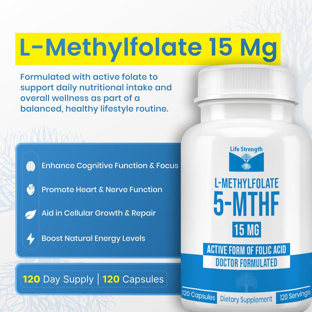 LifeStrength L-Methylfolate 15 mg Supplement - 120 Capsules - image 3