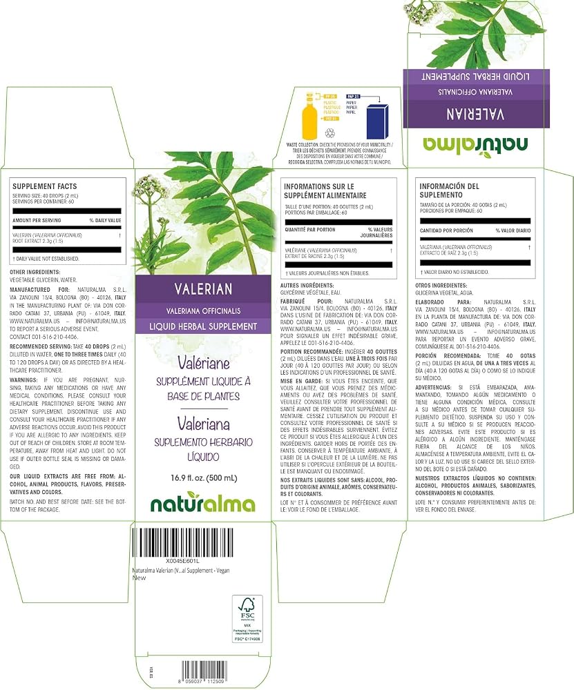 Naturalma Valerian (Valariana officinalis) Root Tincture - Liquid