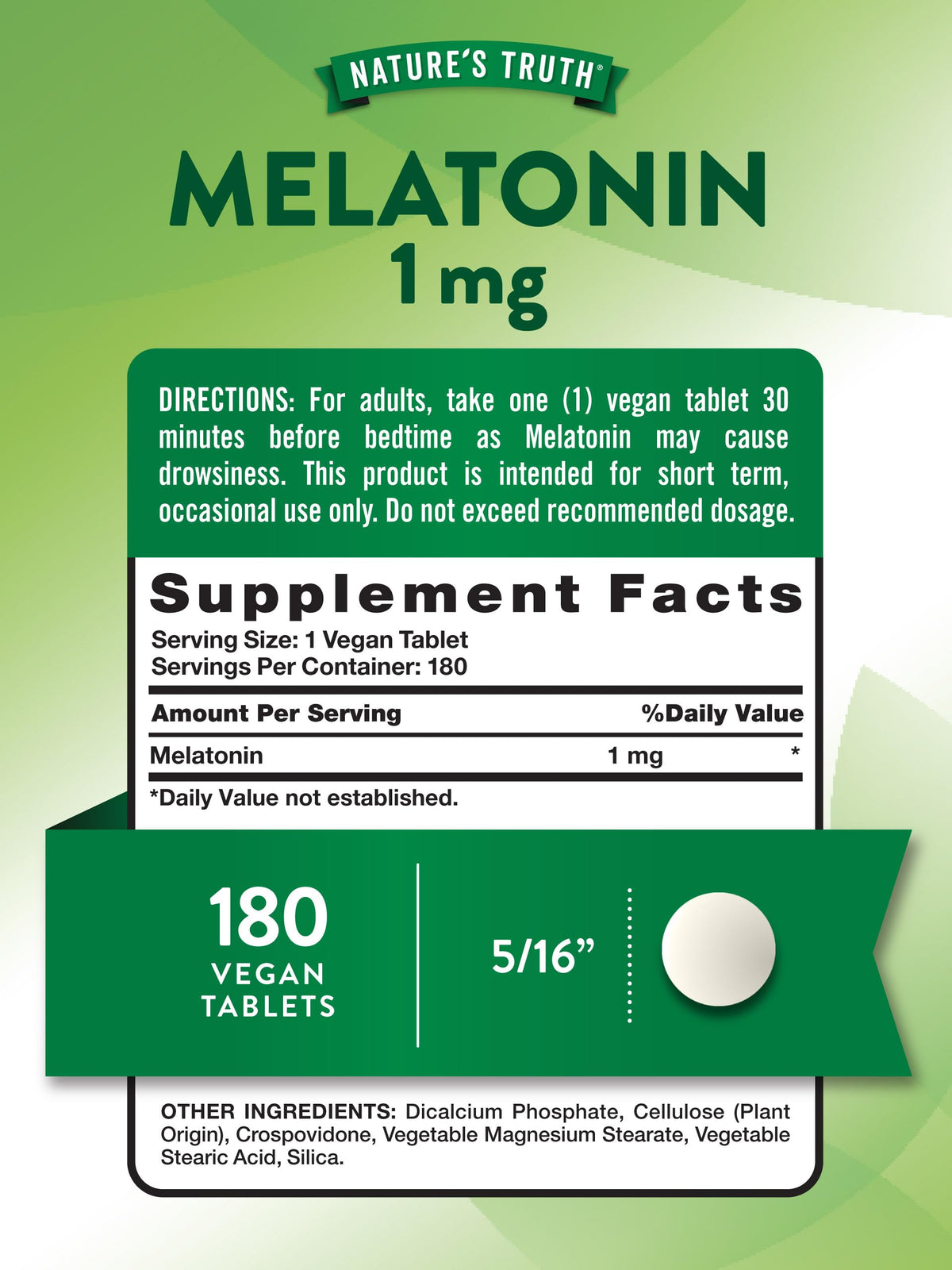 Nature's Truth Melatonin 1 mg Tablets - 180 Count - image 2