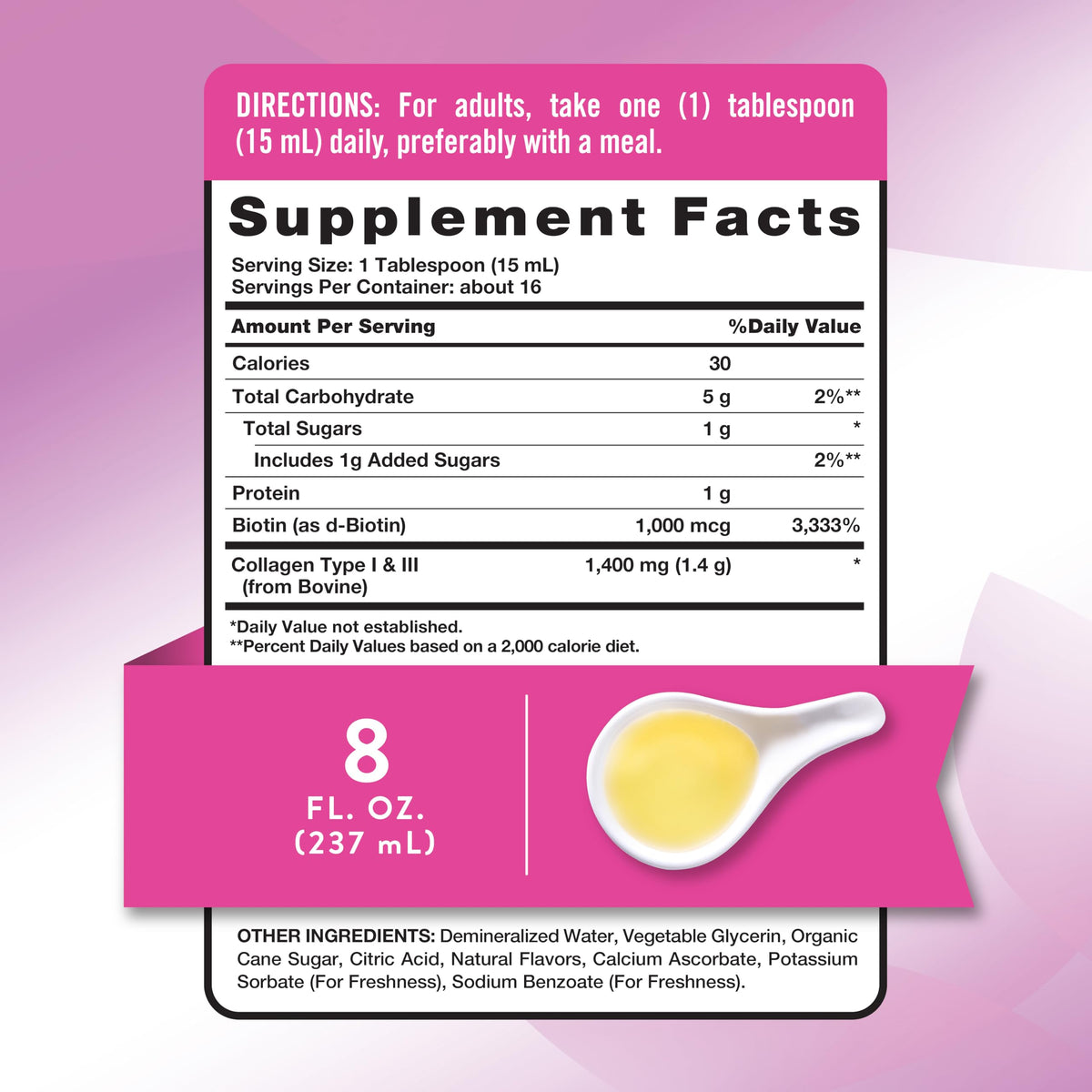 Nature's Truth Liquid Collagen with Biotin Types 1 & 3 - 8 Fl Oz - image 2