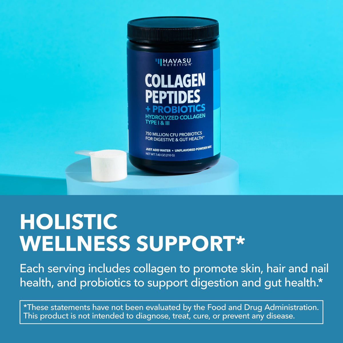 Havasu Nutrition Collagen Peptides Powder with Probiotics - 7.4 oz - image 5