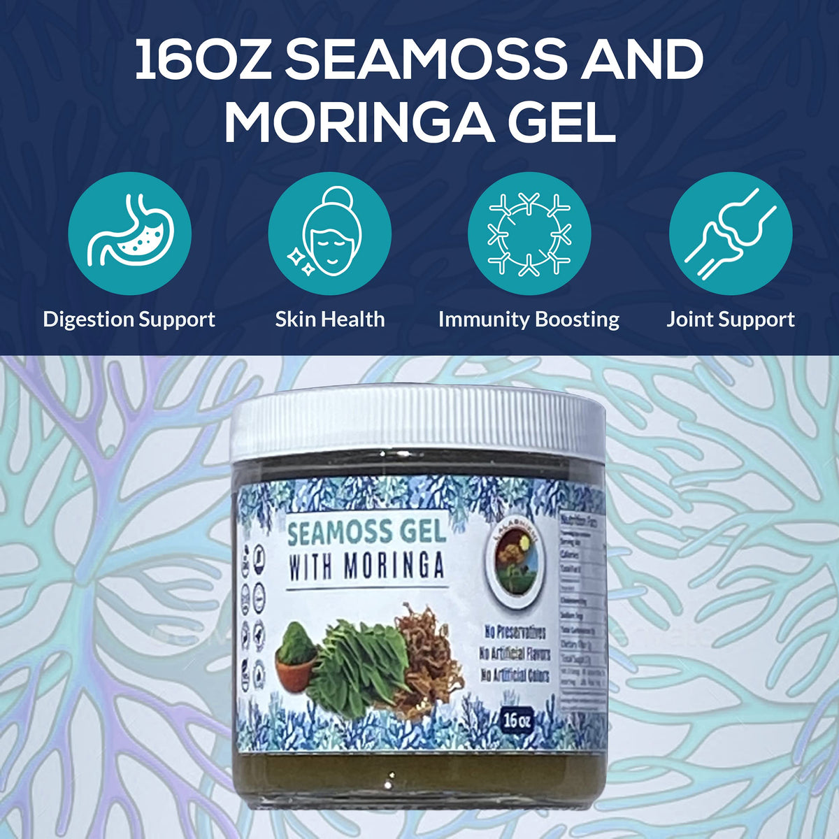 lalarhikhi Sea Moss Gel with Moringa and Cinnamon - 16 oz - image 4