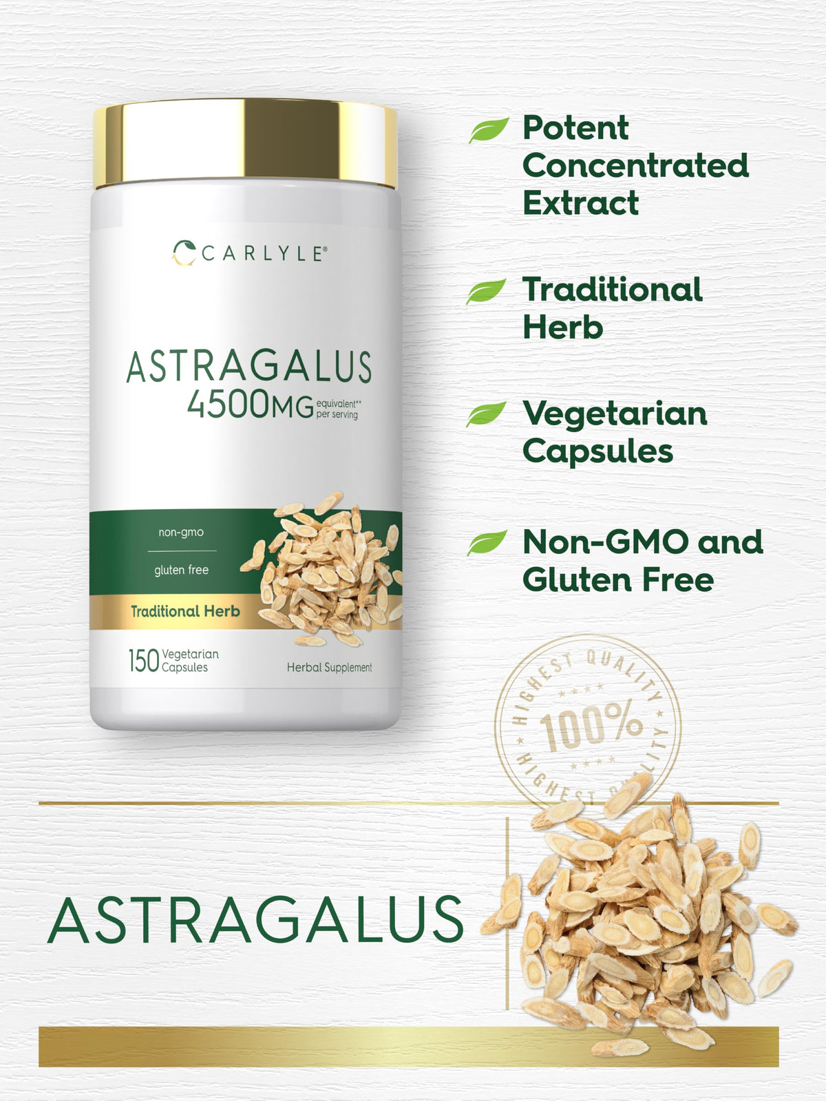 Carlyle Astragalus Root Extract - 150 Vegetarian Capsules - image 4