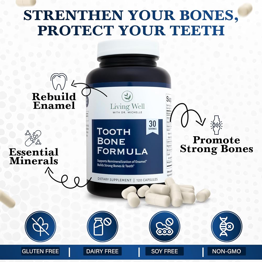 Living Well Dr. Michelle Tooth and Bone Formula with D3, K2 - 120 Capsules - image 5