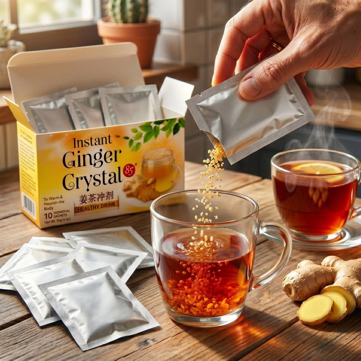 Jans Instant Ginger Honey Crystals - 10 Sachets - image 2